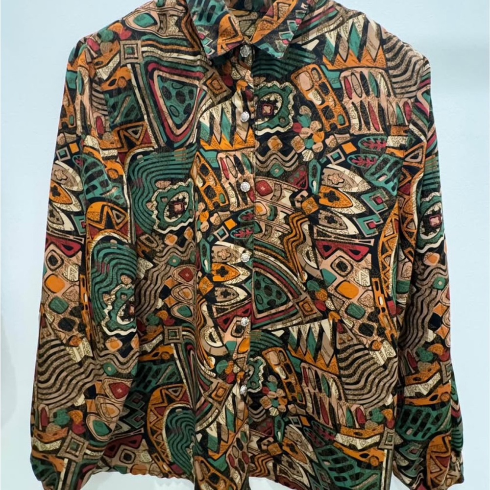 Vintage Multicolor Geometric Pattern Shirt